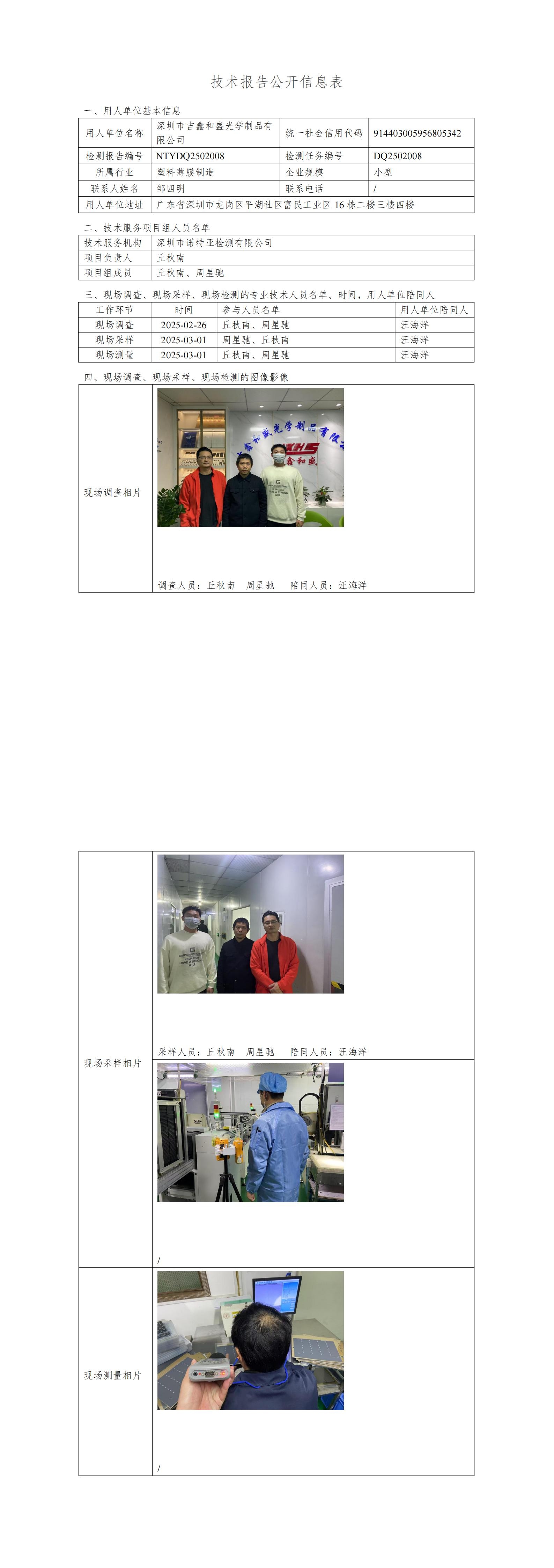 NTYDQ2502008 深圳市吉鑫和盛光學制品有限公司